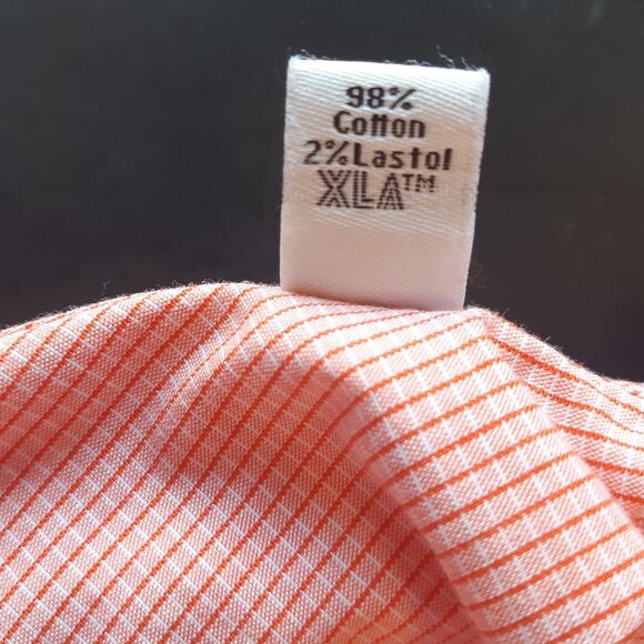 Calvin Klein SZ 15.5 Slim Fit Stretch Orange & White Check Men's Button Up Shirt - Picture 14 of 14